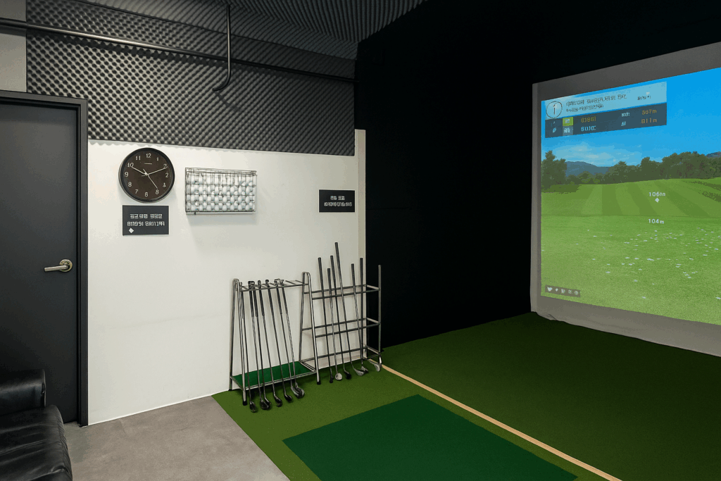 private screen golf room in Seoul with premium facilities