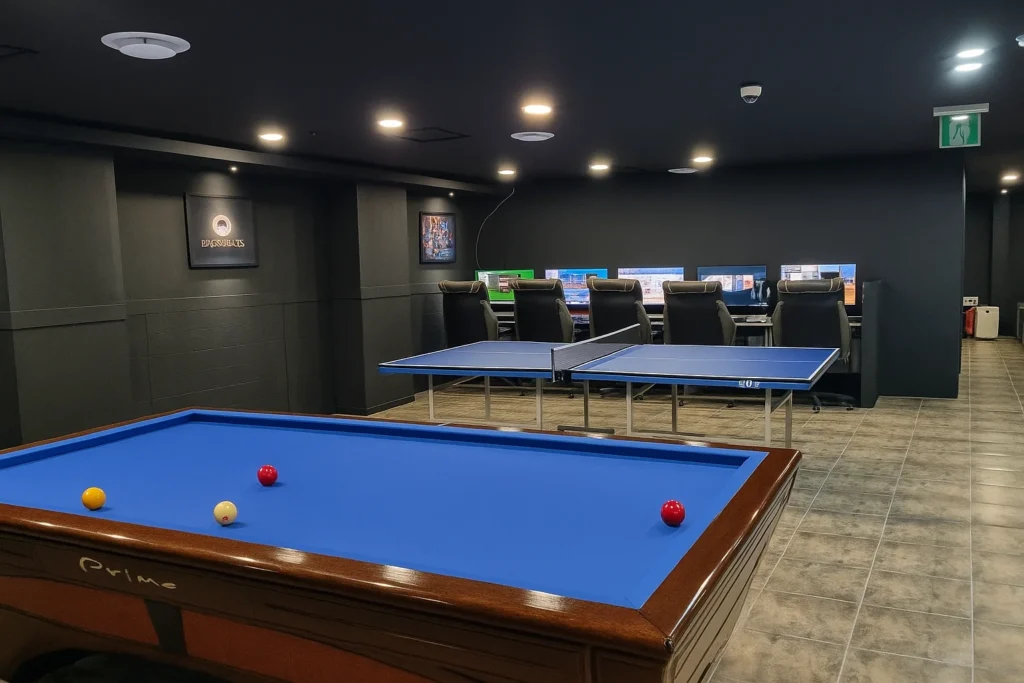 Billiards and table tennis setup in Airport branch
