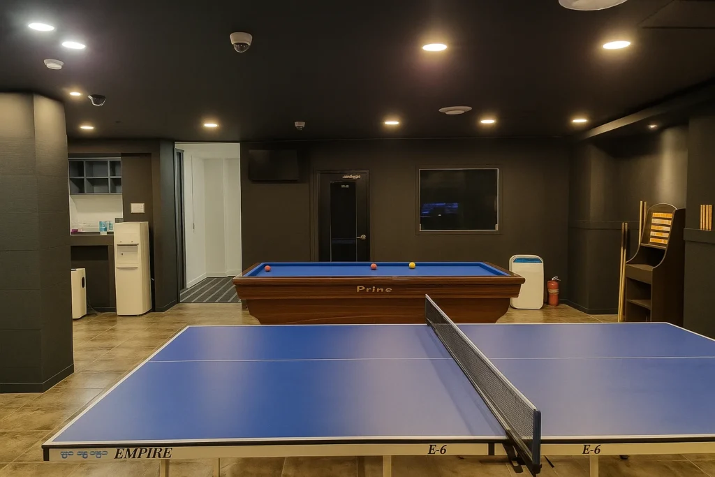 Multi-game zone with billiards and table tennis
