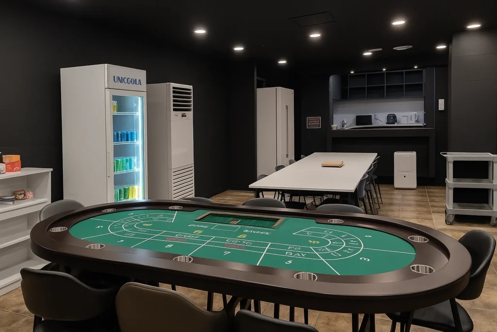 Poker table with full setup in Airport branch