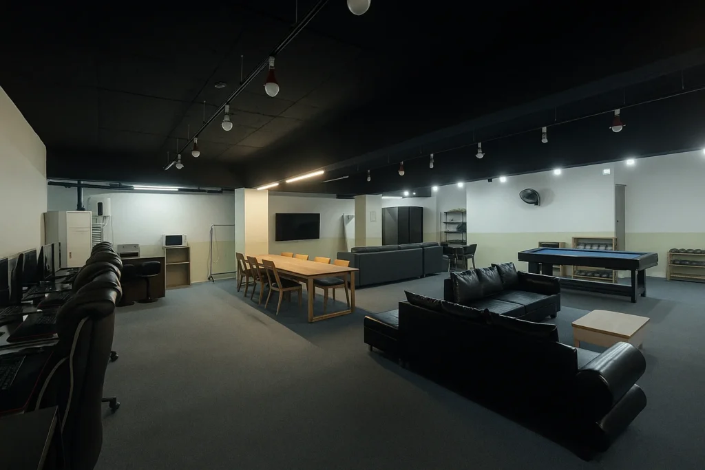 Board game area with cozy sofa seating at Uijeongbu Game Room